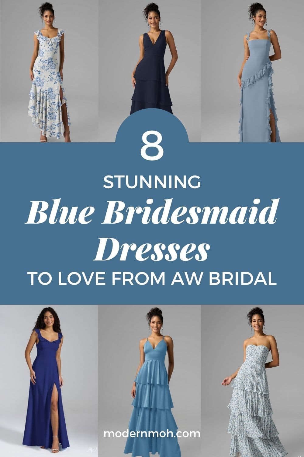 8 Stunning Blue Bridesmaid Dresses to Love from AW Bridal