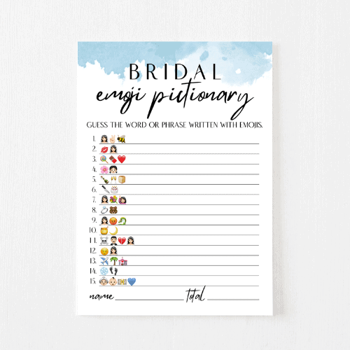 Bridal Emoji Pictionary Cards (Something Blue)