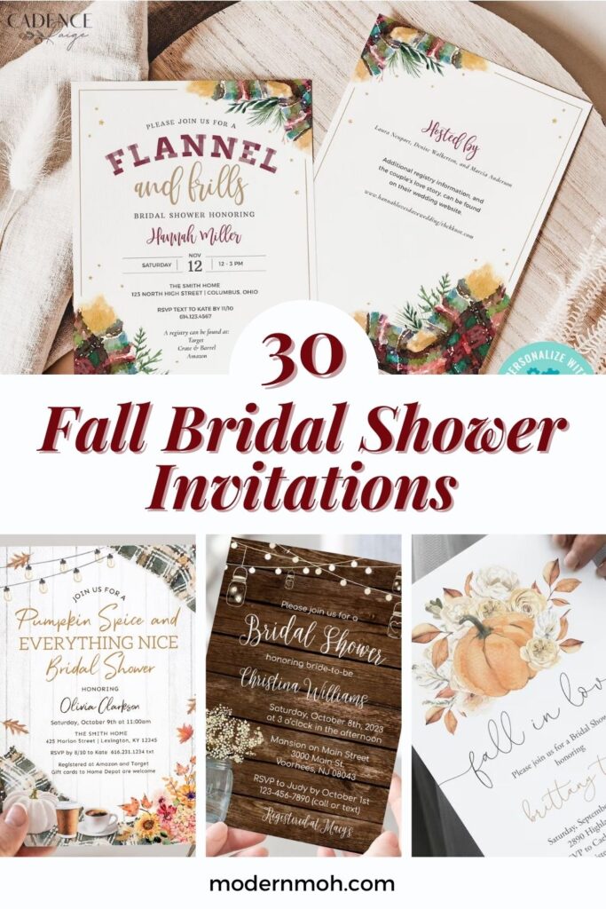 Fall bridal shower invitations pin