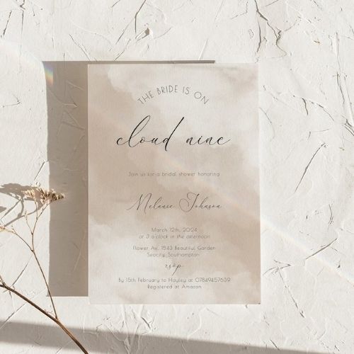 Beige Bridal Shower Cloud Nine Invite