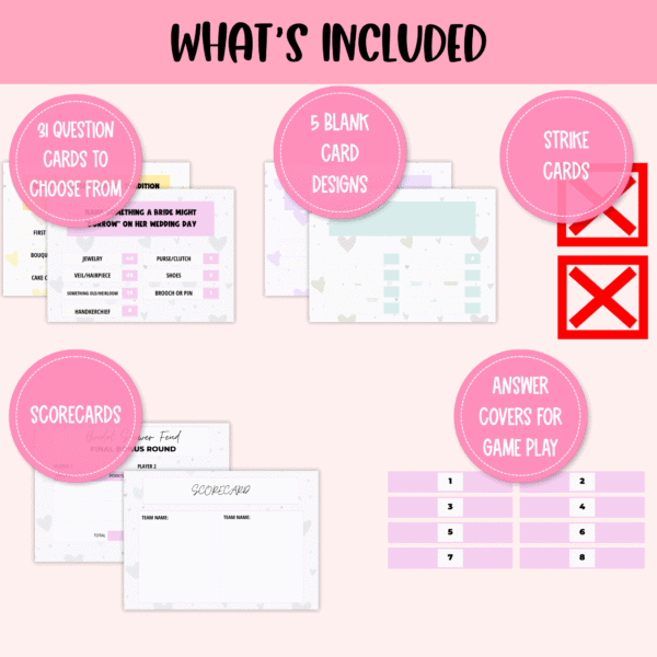 Bridal Shower Feud Included Items Bridal Shower Feud Included Items