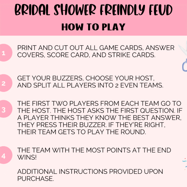 Bridal Shower Feud Rules Bridal Shower Feud Rules