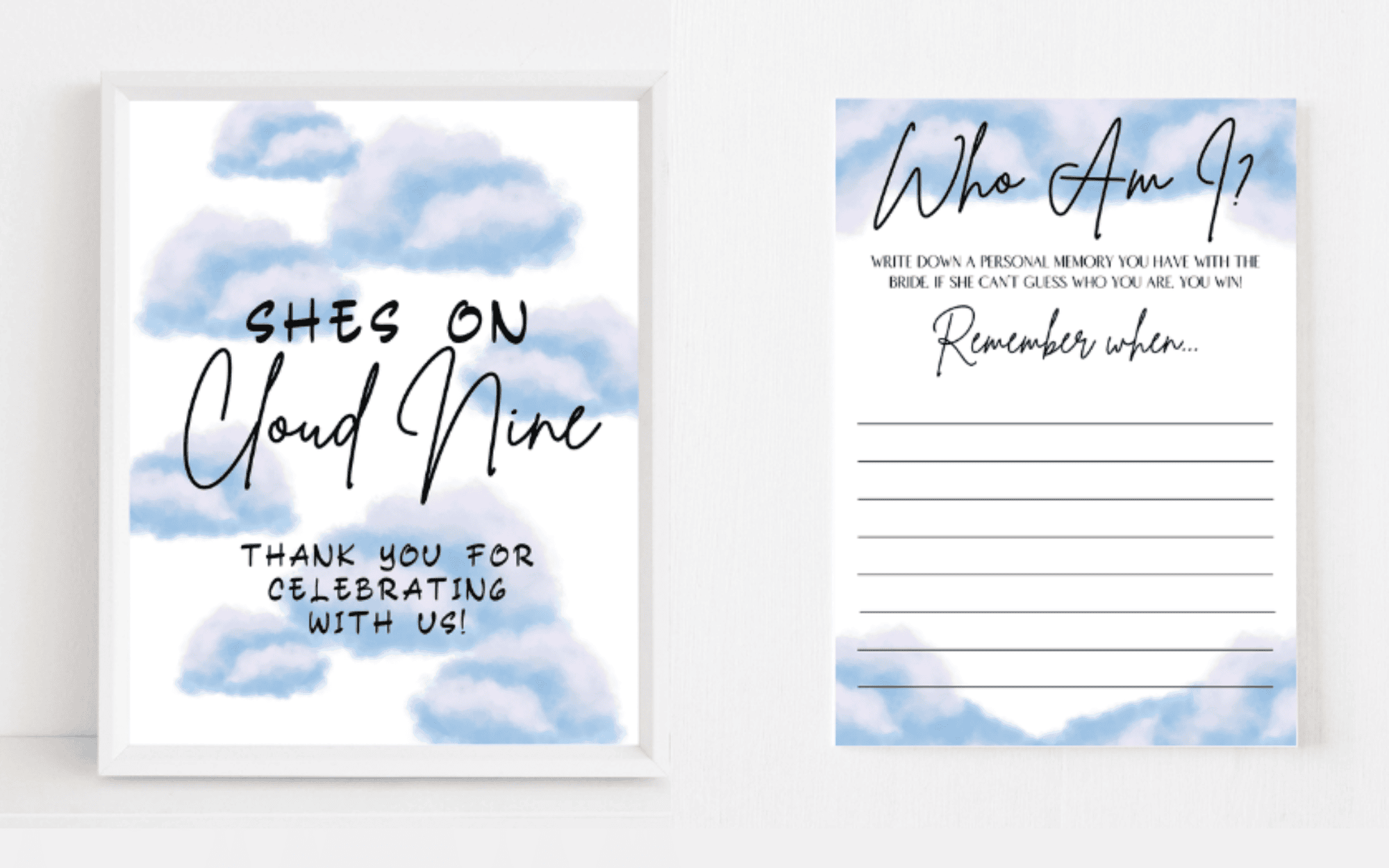 Bridal Shower She's on Cloud Nine Theme Collection