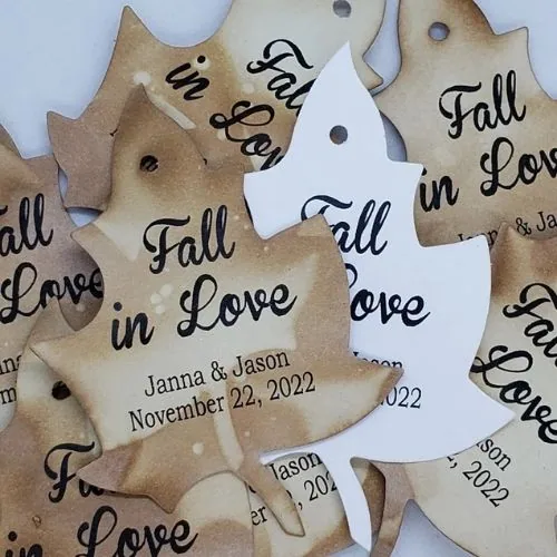 Fall in Love leaf shape favor tag