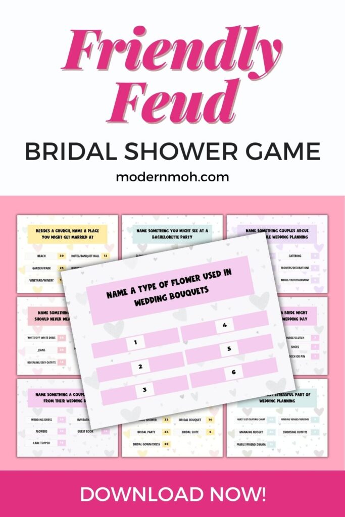 Friendly Feud Bridal Shower Game pin