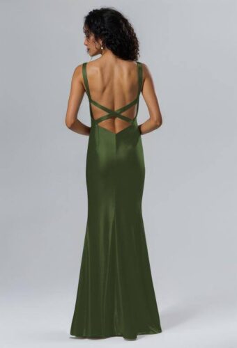 AW Shreya Green Olive Dress back