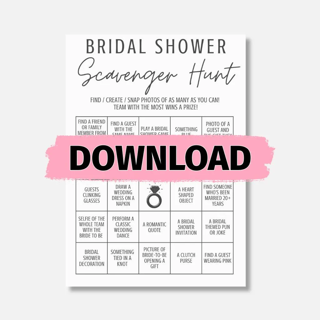 Bridal Shower Scavenger Hunt
