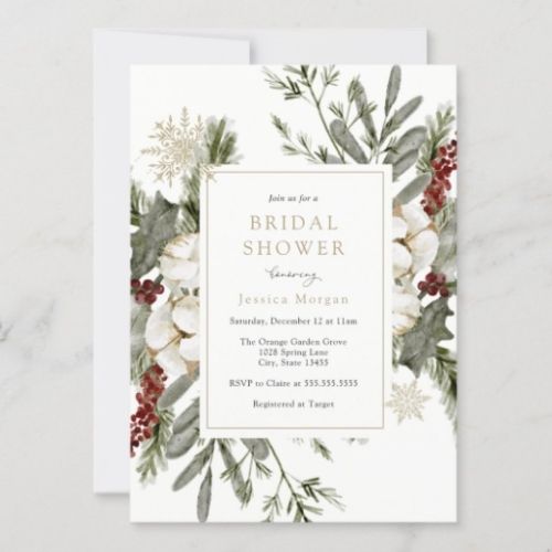 Elegant Winter Floral Invitation