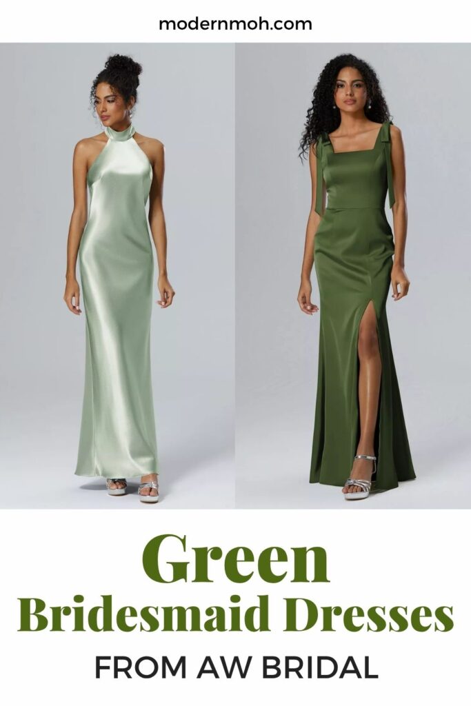 Green bridesmaid dresses AW bridal pin