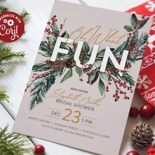 Oh What Fun Evergreen Invitation