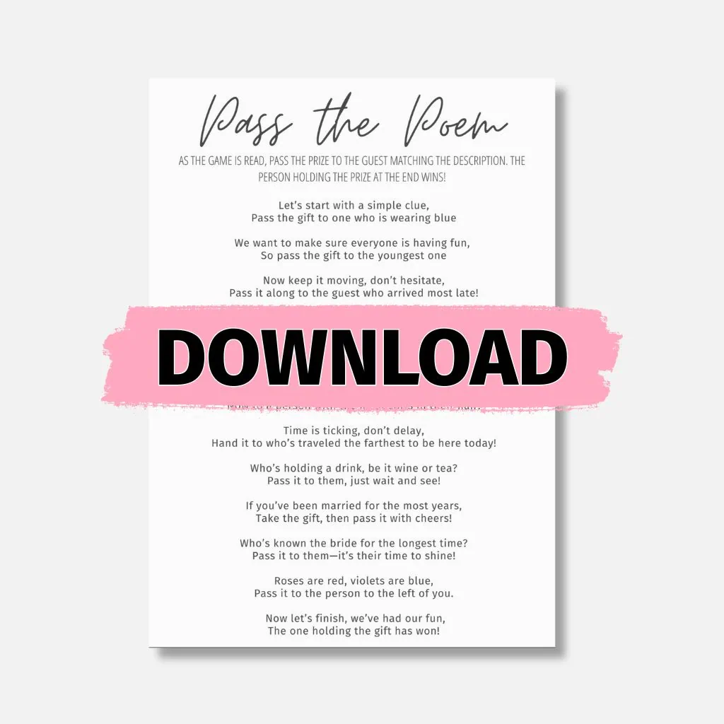 Pass the Poem Game