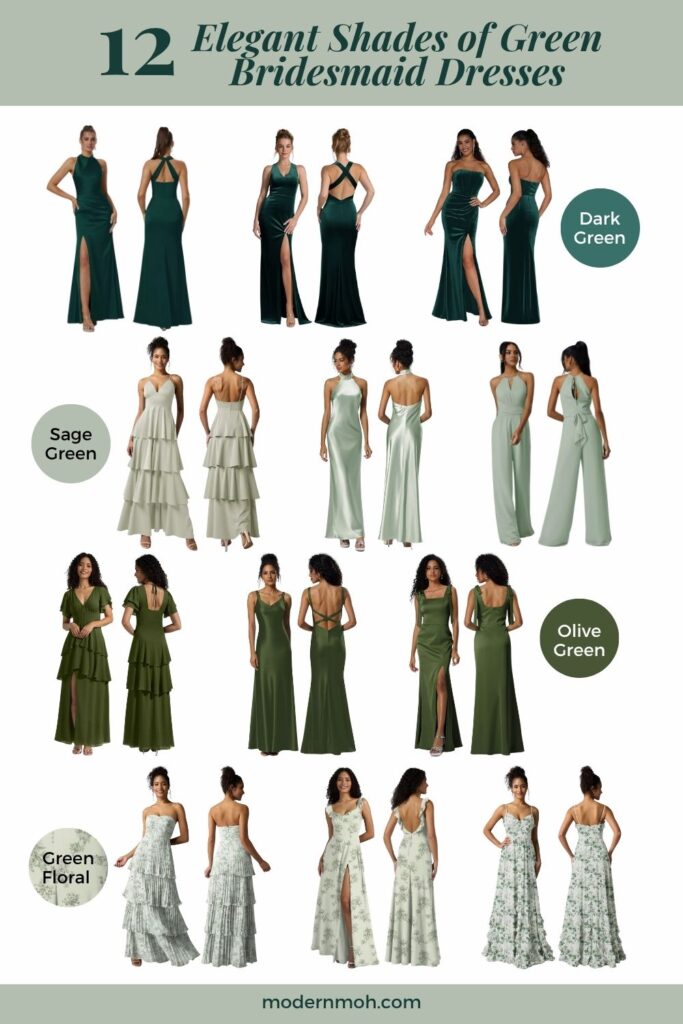 Shades of green bridesmaid dresses pin