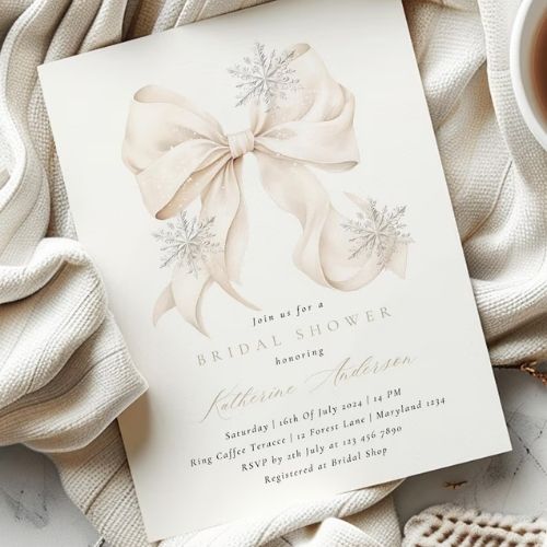 White Bow Invitation