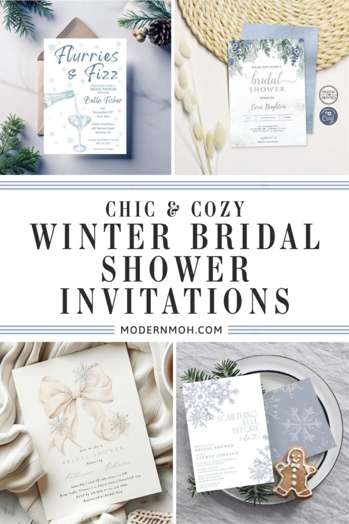 Winter bridal shower invitations pin