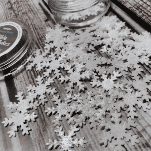 Edible glitter snowflakes