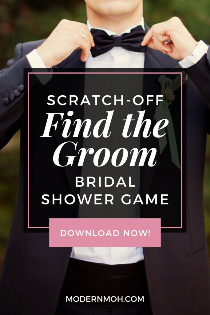 Find the groom bridal shower game pin