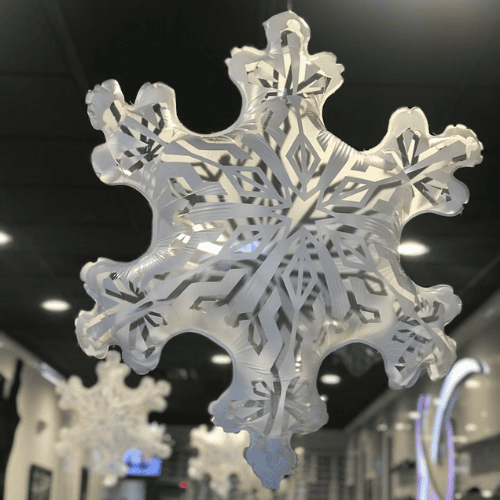 Metallic snowflake balloons