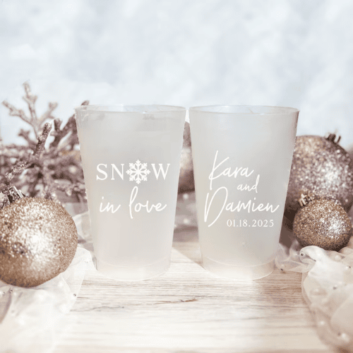 Snow in love custom frosted cups