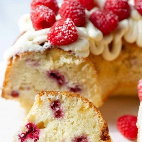 White Chocolate Raspberry Bundt Cake