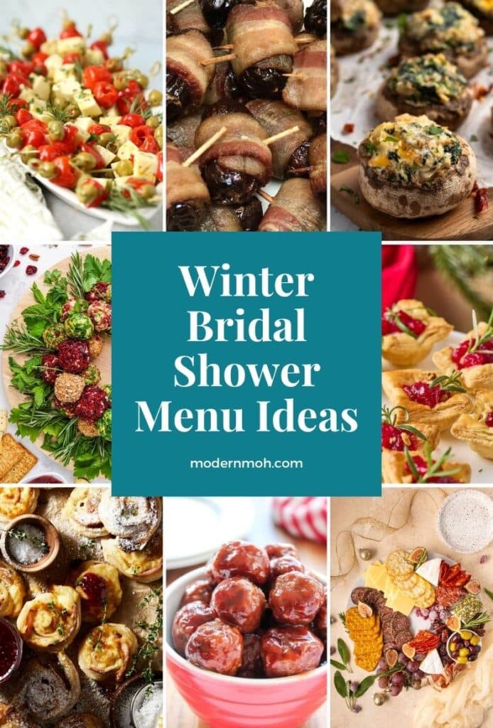 Winter bridal shower menu ideas pin