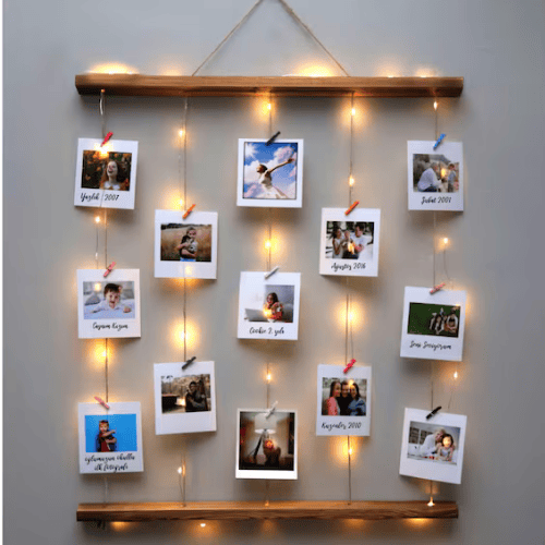 Wooden photo hanger