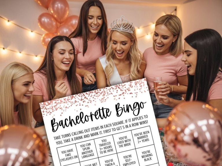 Bachelorette Bingo game with the bride and party guests