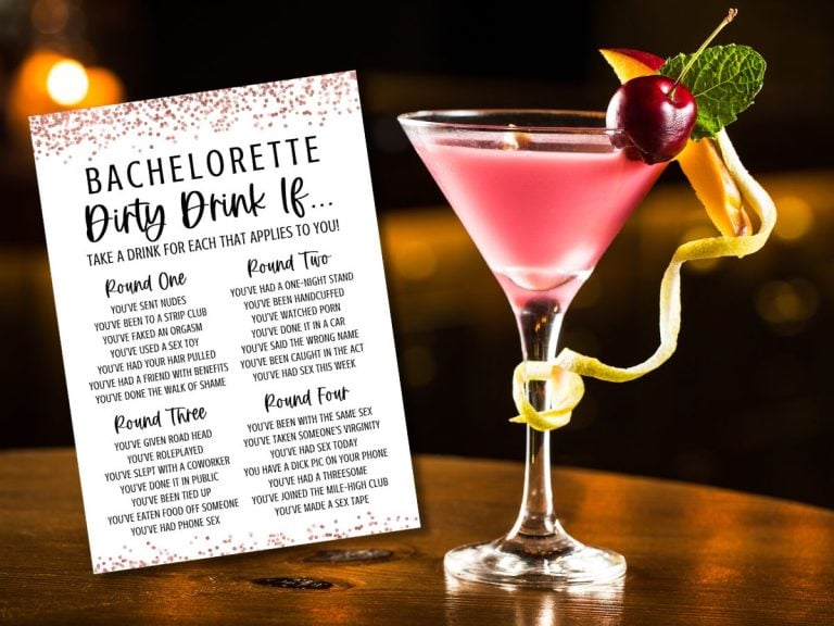 Bachelorette Drink If Game featured image showing game card and cocktail drink