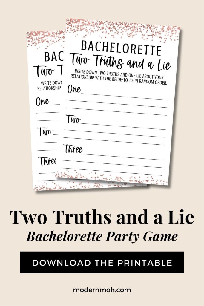 Bachelorette two truths and a lie pin