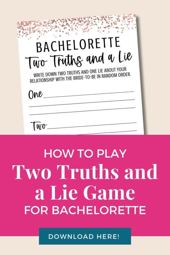 Two truths and a lie game pin