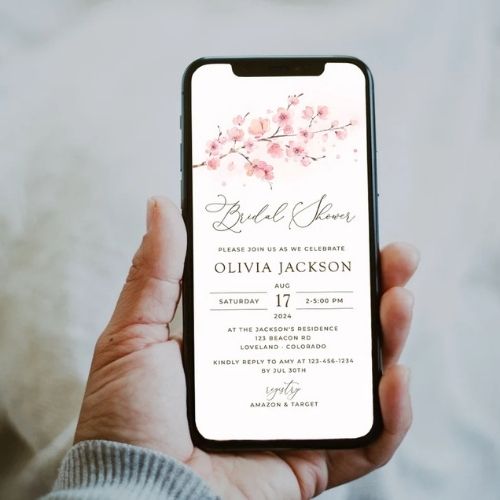 Cherry blossom phone evite