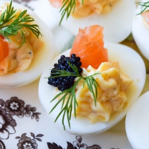 cheap-bridal-shower-game-prizes Devilled Eggs Royale with Caviar and Smoked Salmon