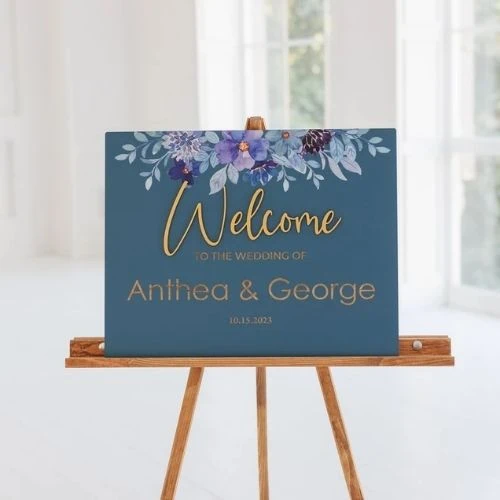 Floral welcome sign 3D engraving