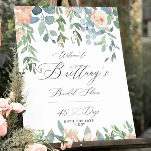 Watercolor floral welcome sign printable