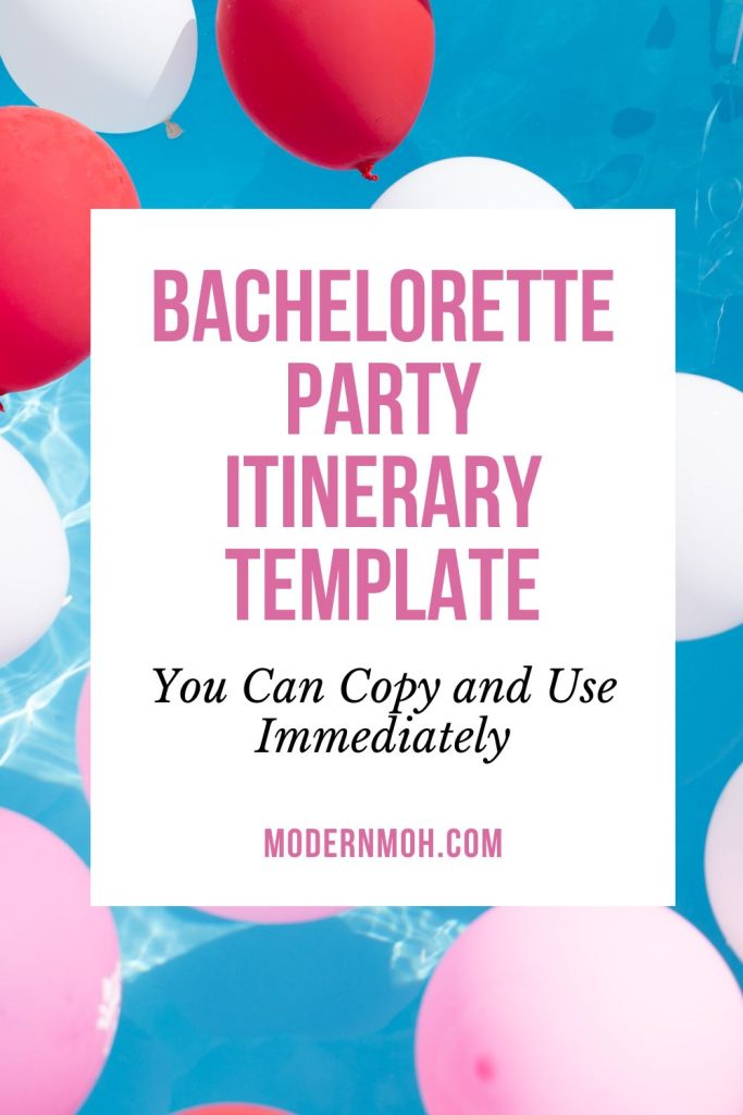 Bachelorette party itinerary template pin
