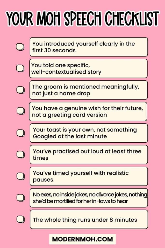 Your MOH Speech Checklist