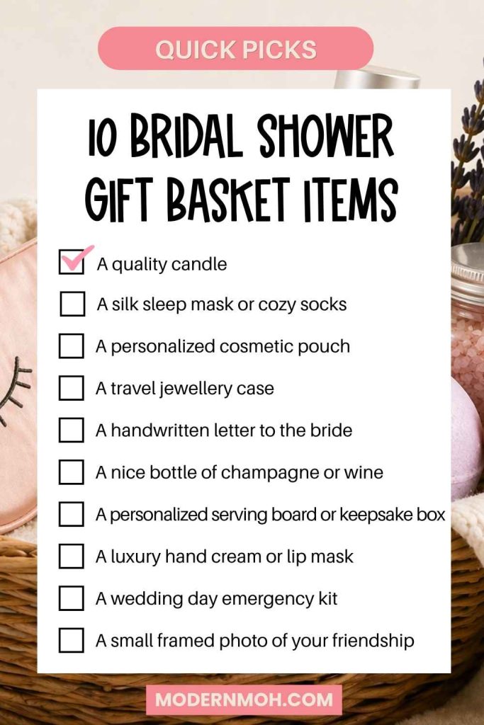 10 bridal shower gift basket items