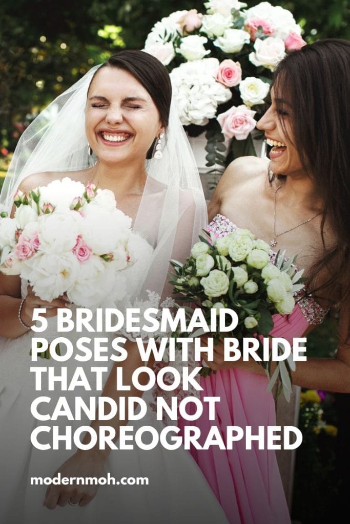 Bridesmaid poses with bride pin