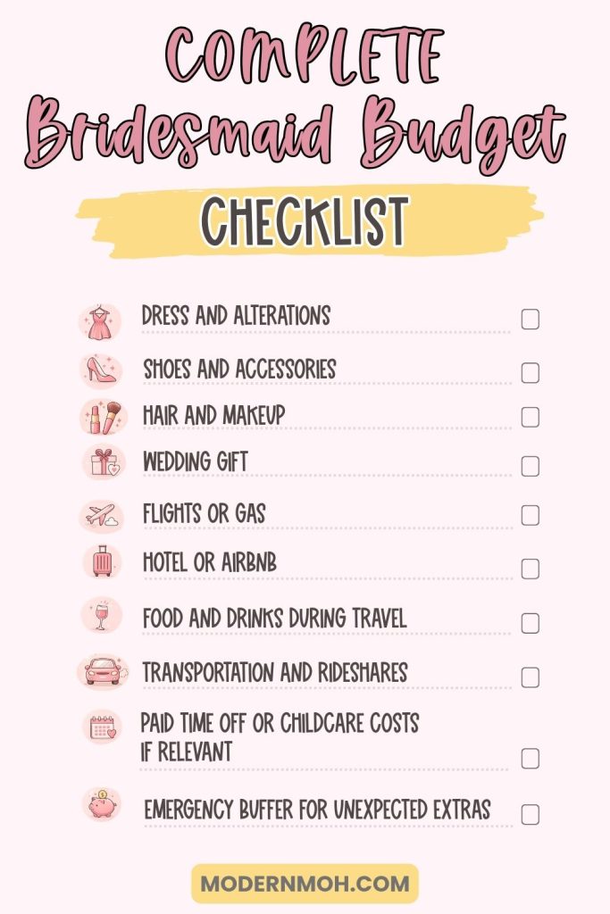 Complete Bridesmaid Budget Checklist