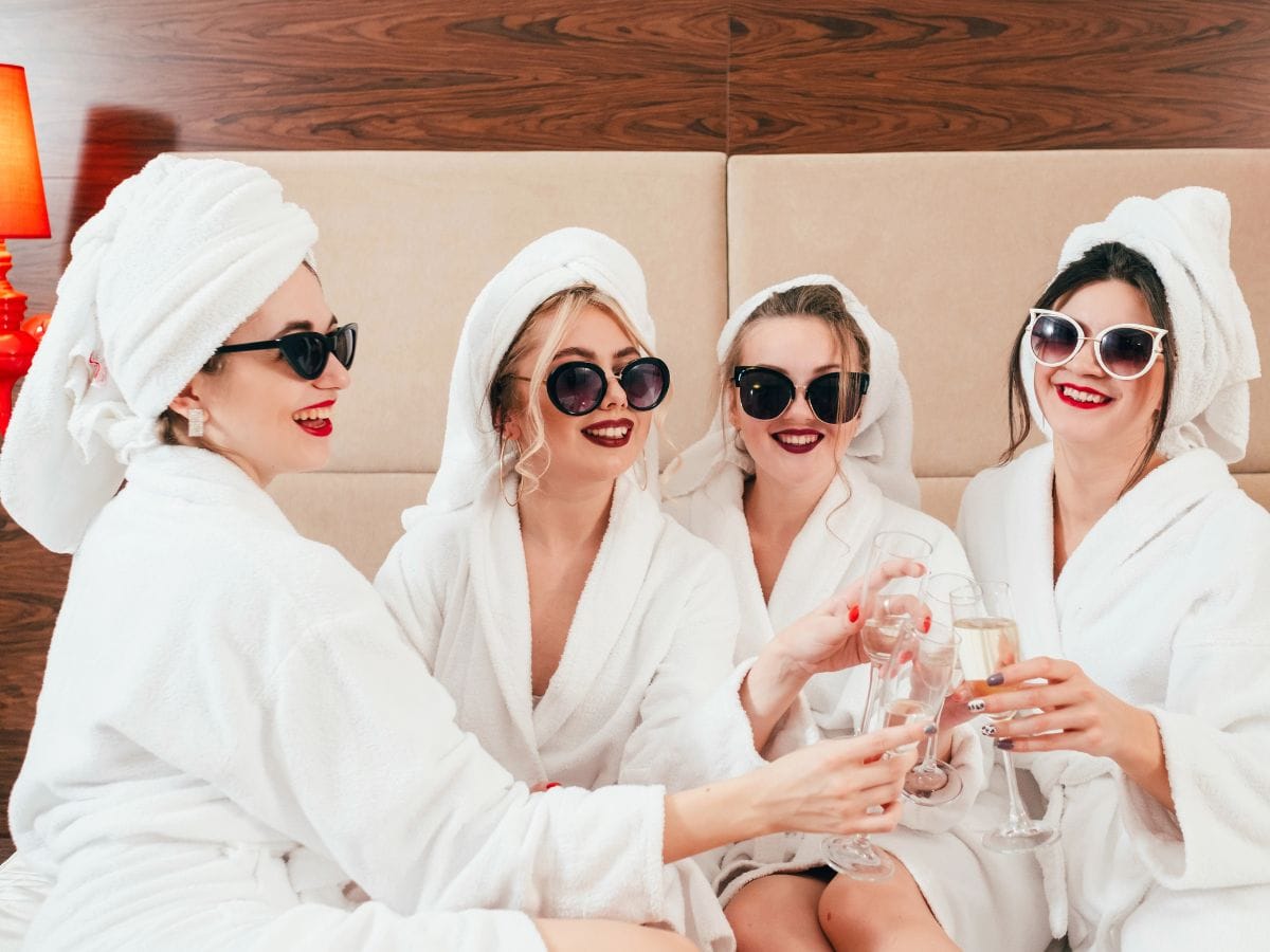 Small Bachelorette Party featured image showing a group of women partying at a spa