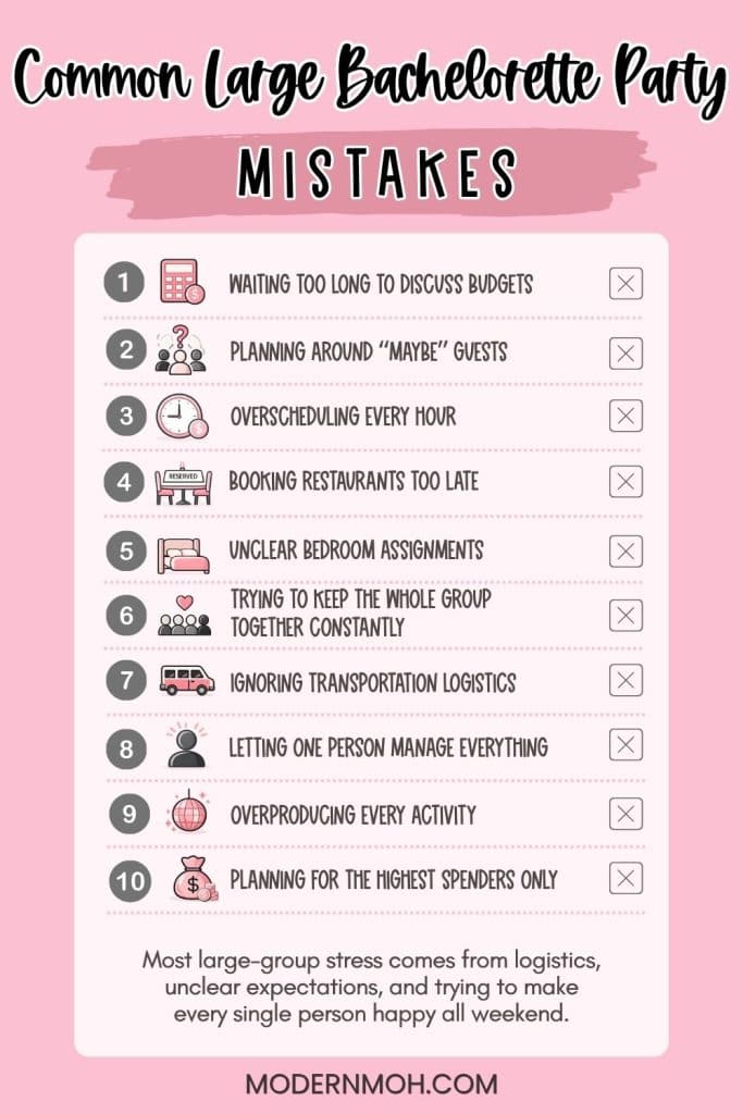 Common Large Bachelorette Party Mistakes