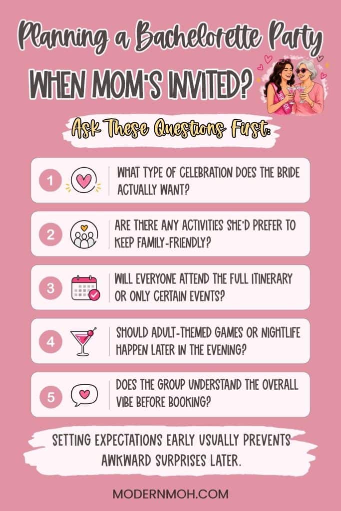 Planning a Bachelorette Party When Mom's Invited