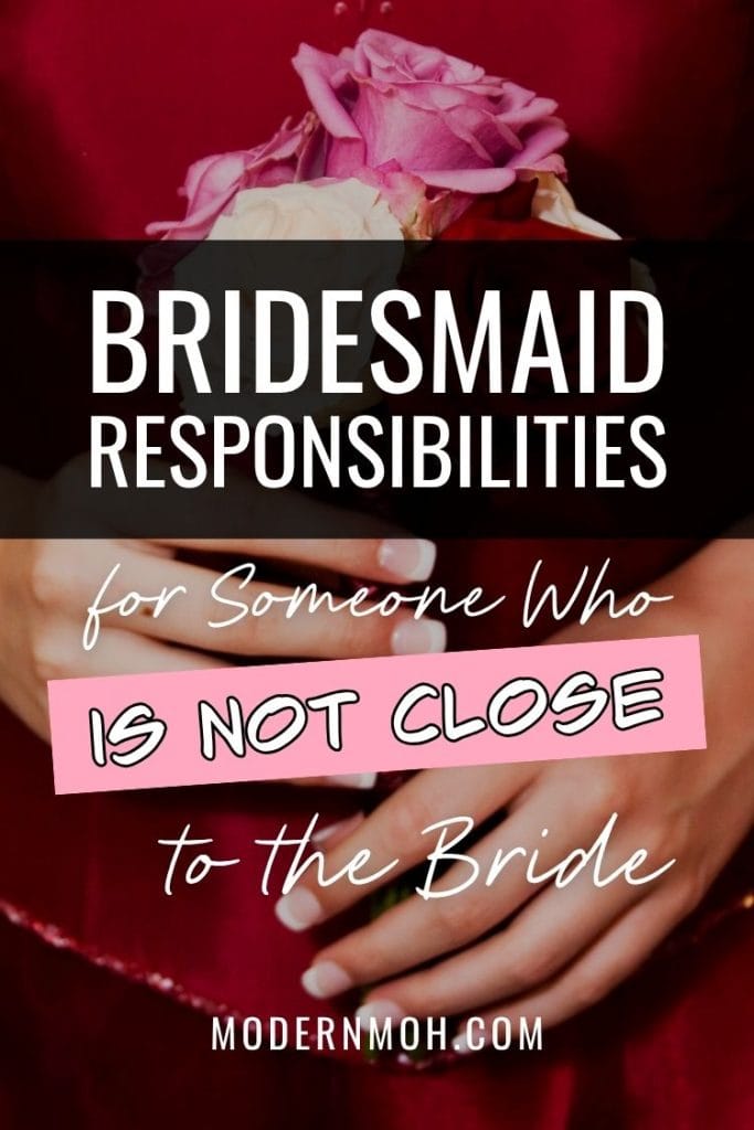 Bridesmaid responsibilities not close to bride pin