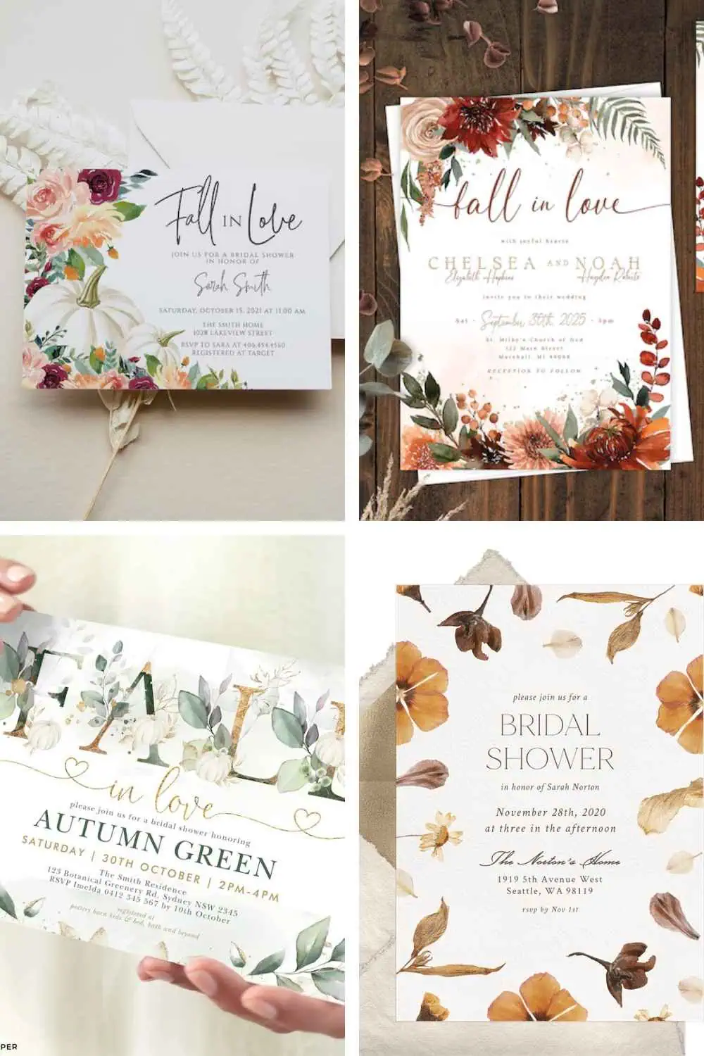 Fall in Love Bridal Shower Invitations pin_2