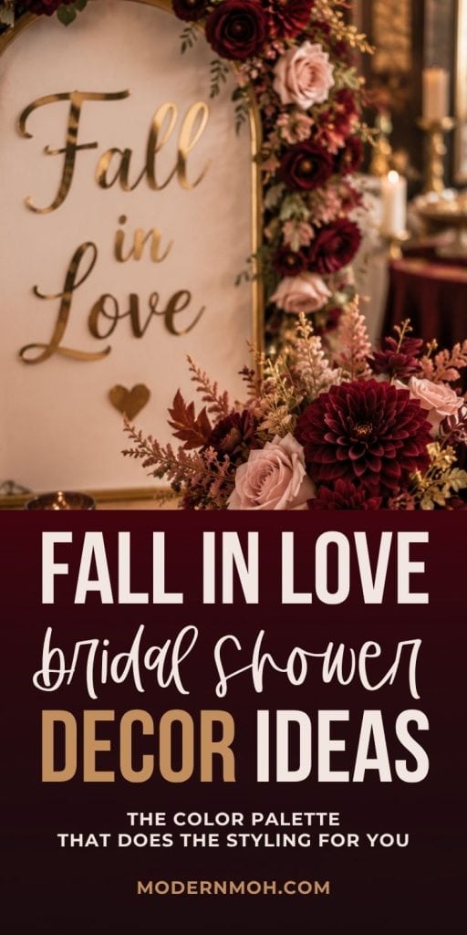 Fall in Love bridal shower Decor Ideas pin