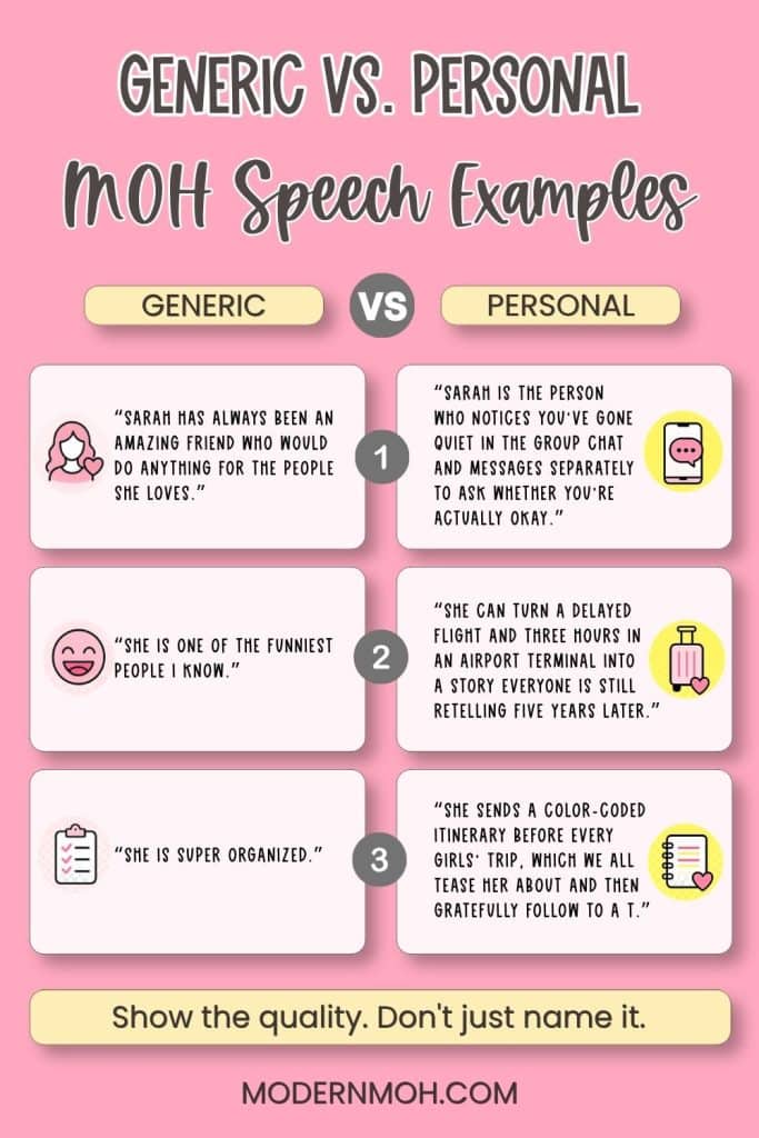 Generic vs. Personal Maid of Honor Speech Examples