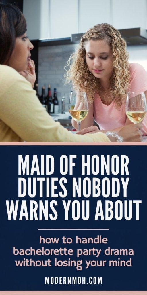 MOH duties bachelorette party drama pin