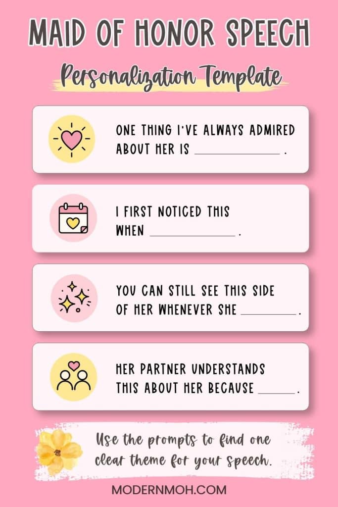 Maid of Honor Speech Personalization Template