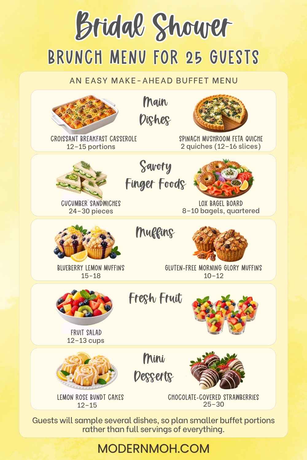 25 Bridal Shower Brunch Food Ideas (Easy, Make-Ahead Menu)