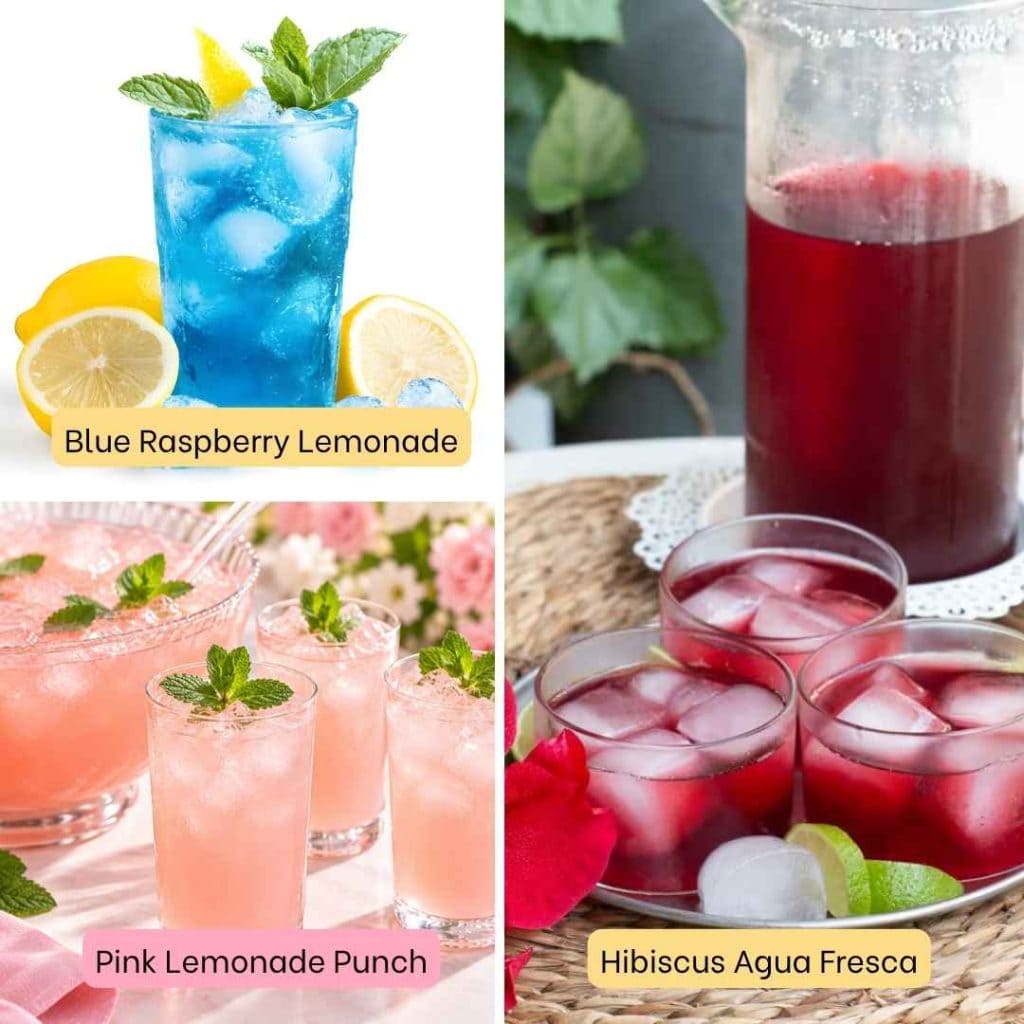 Lemonades and Fruit Coolers for bridal shower punch ideas